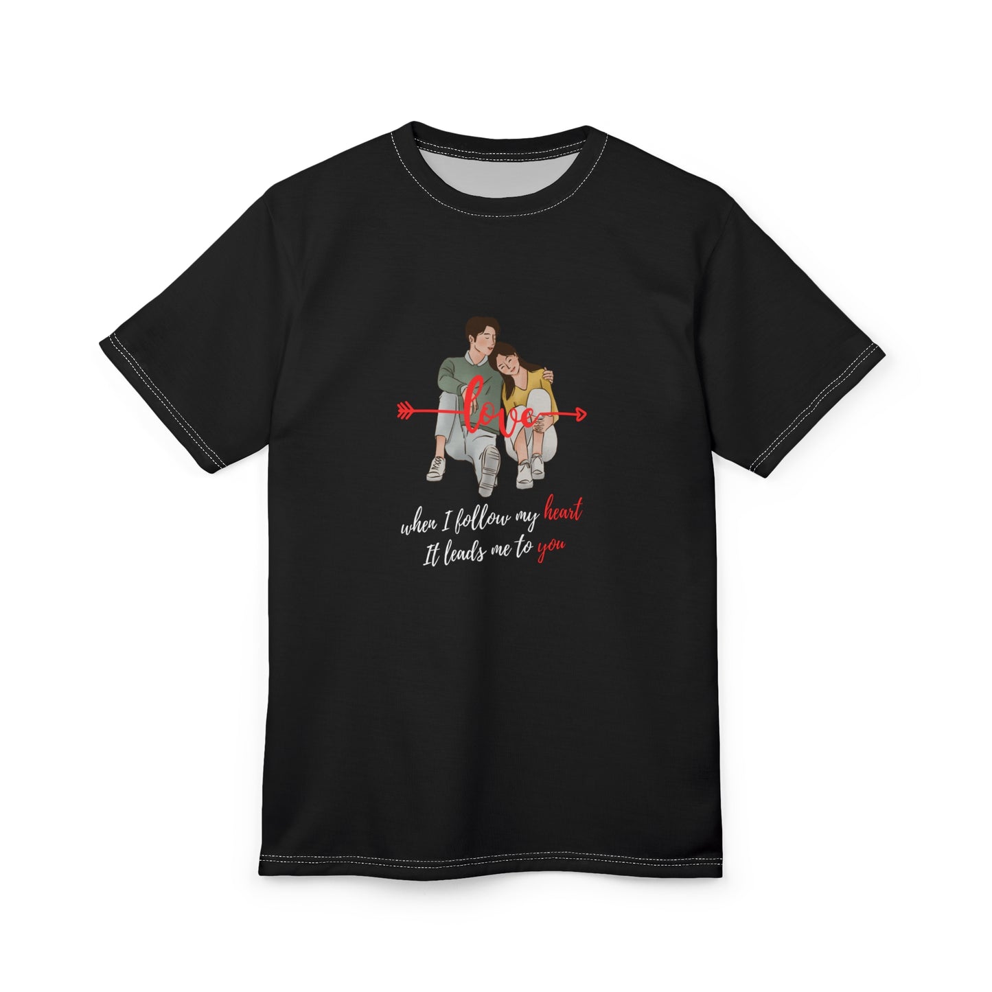 Love Heart Unisex Cut & Sew Tee - Perfect for Couples