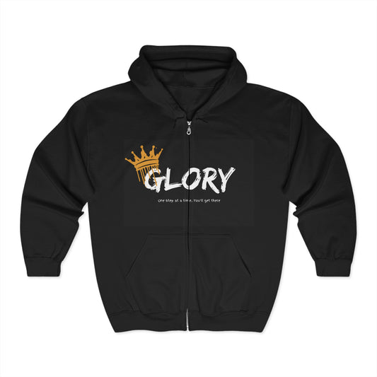Unisex Full Zip Hoodie - 'Glory' Motivational Sweatshirt