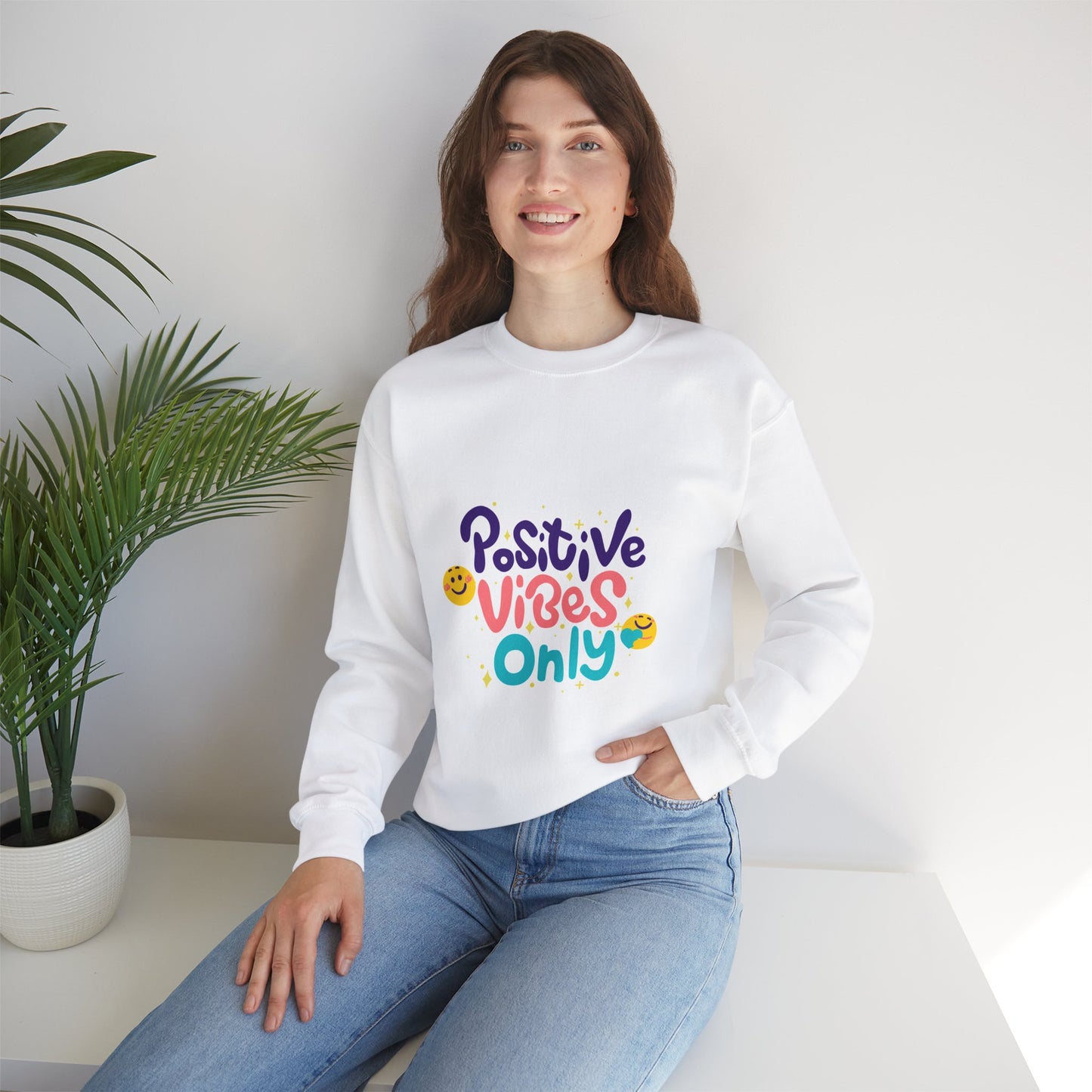 Positive Vibes Only Unisex Crewneck Sweatshirt